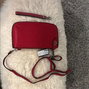 Red Leather crossbody or clutch